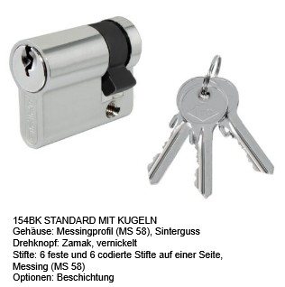 ITO Profilzylinder 154 BK mit Kugeln